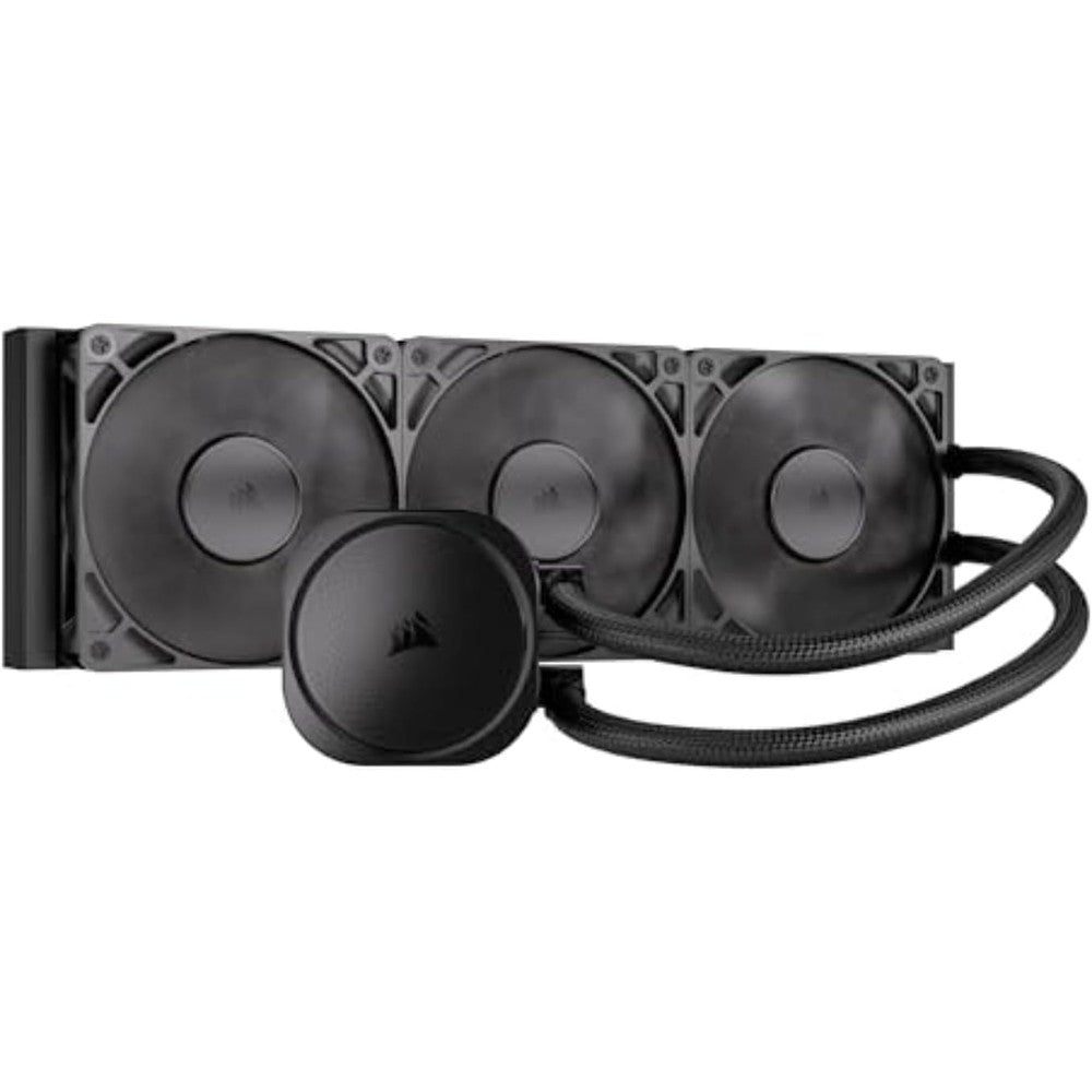 Corsair Nautilus 360 RS liquid CPU cooler front view showing the premium black 360mm radiator and pump block