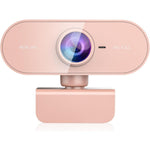 FWV pink 1080p HD webcam front view showing wide angle lens