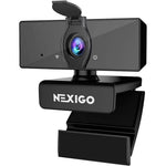 NexiGo N660 1080P Business Webcam front view showing the dual microphones and lens setup.