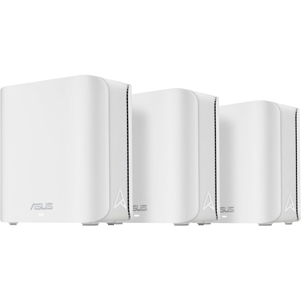ASUS ZenWiFi BD4 three pack white mesh router front view for home internet network