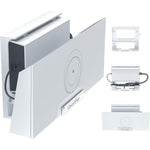 LuxiSync Starlink Gen 3 Router Mount front view showing the 2-in-1 wall bracket holding the white satellite internet router.