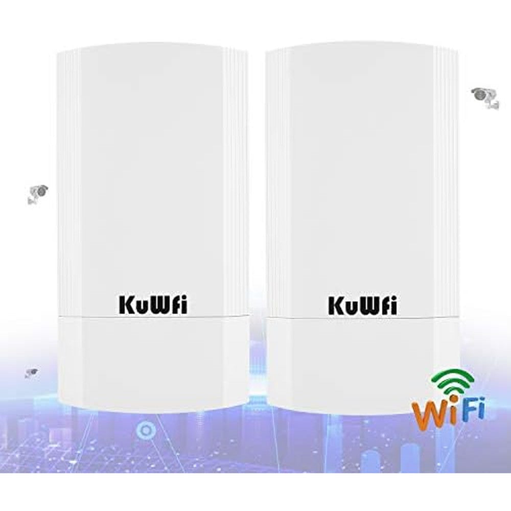 KuWFi point to point outdoor wifi bridge front view showing waterproof casing