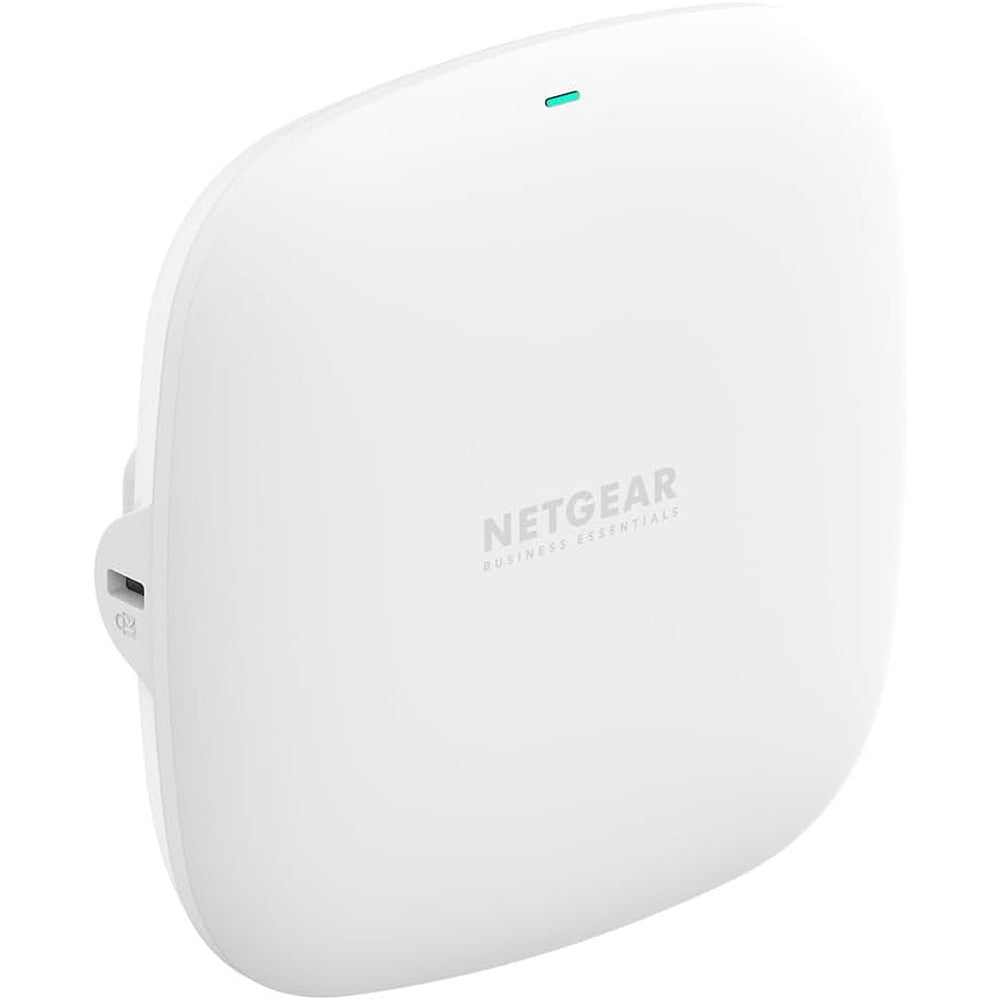 Netgear WAX210 wireless access point front view showing compact white enterprise design for small business internet network setup