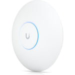 Ubiquiti Networks UniFi U7 Pro access point front view showing sleek white circular design and signature LED status ring light.
