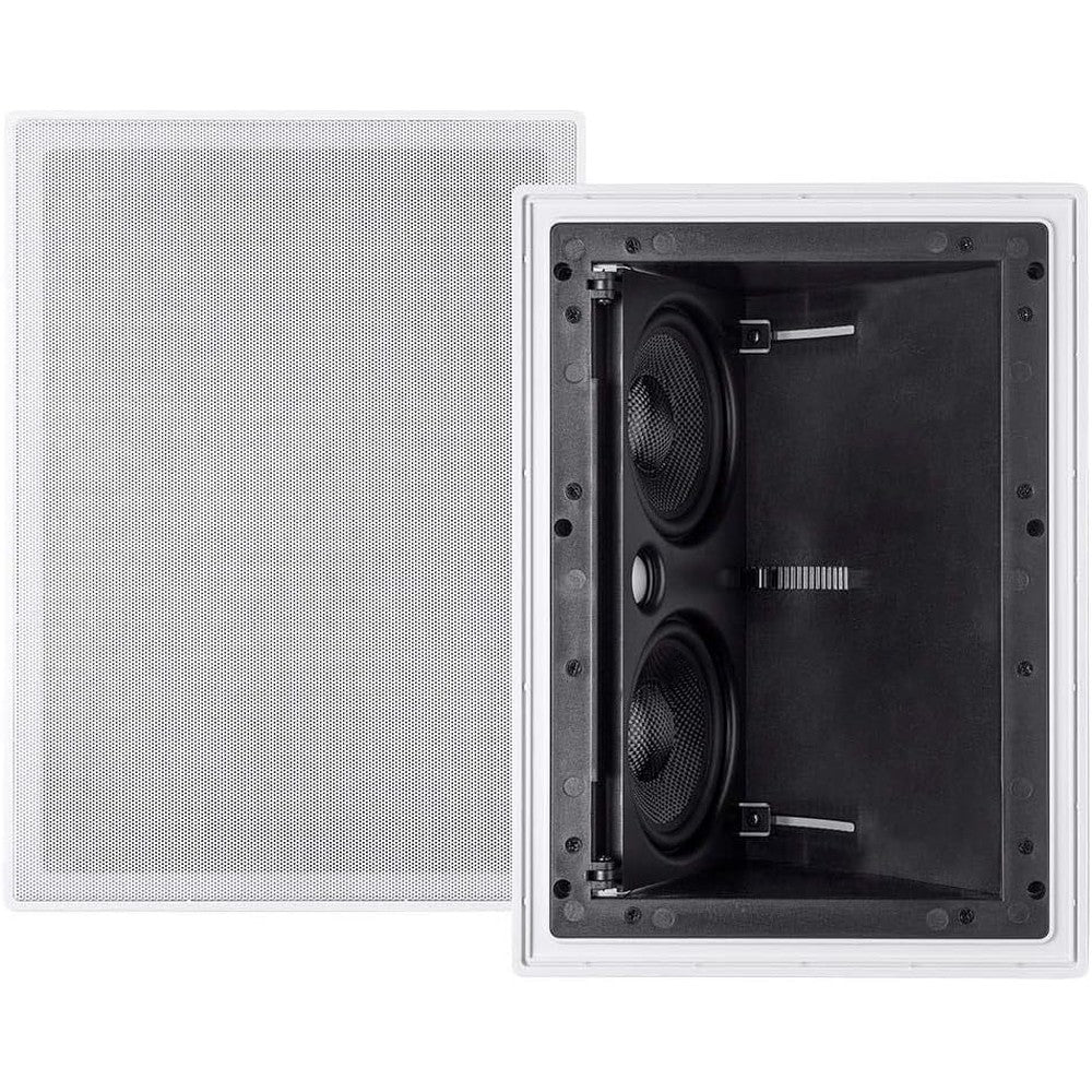 Monoprice Alpha Series 2-Way Carbon Fiber In-Wall Surround Speaker Dual 5.25 Inch Vari-Angled Baffle Single Black