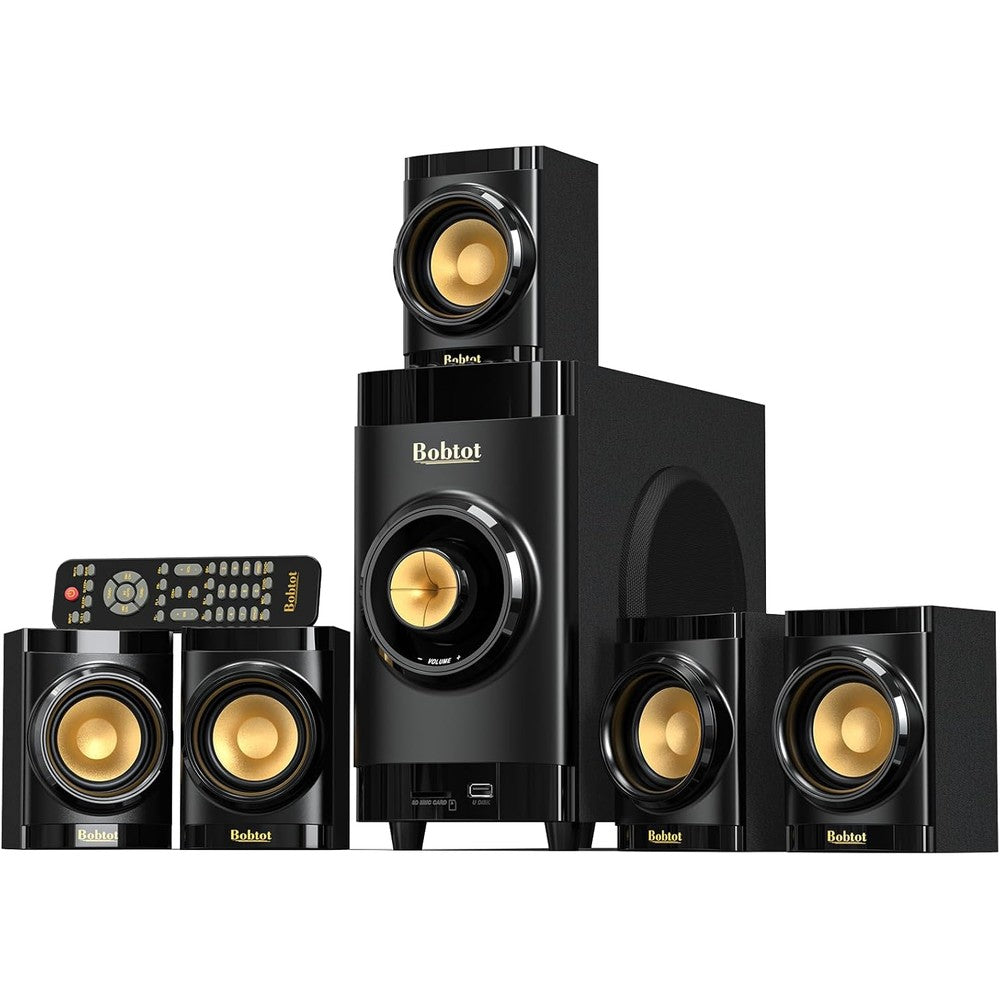 Bobtot Home Theater System Small 4 Inch Subwoofer 200 Watt 5.1 and 2.1 Channel Surround Sound System with HDMI ARC Optical Bluetooth Input