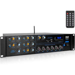 Pyle Rackmount Bluetooth Power Amplifier 4200 Watt Maximum Power 6 Channel Audio Receiver with Mixer Multi Channel Switching and Independent Microp...