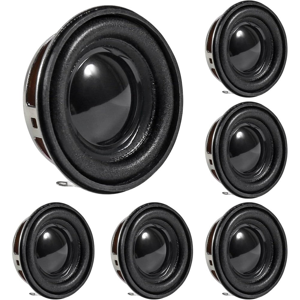 DWEII mini portable speakers front view showing forty millimeter round full range audio drivers pack of six