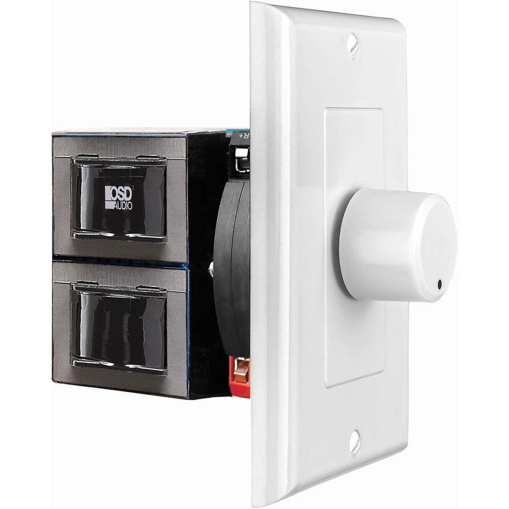 OSD Audio SVC100 in wall speaker volume control front view with white rotary knob for home audio setups