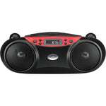 Gpx portable top loading CD boombox front view red and black