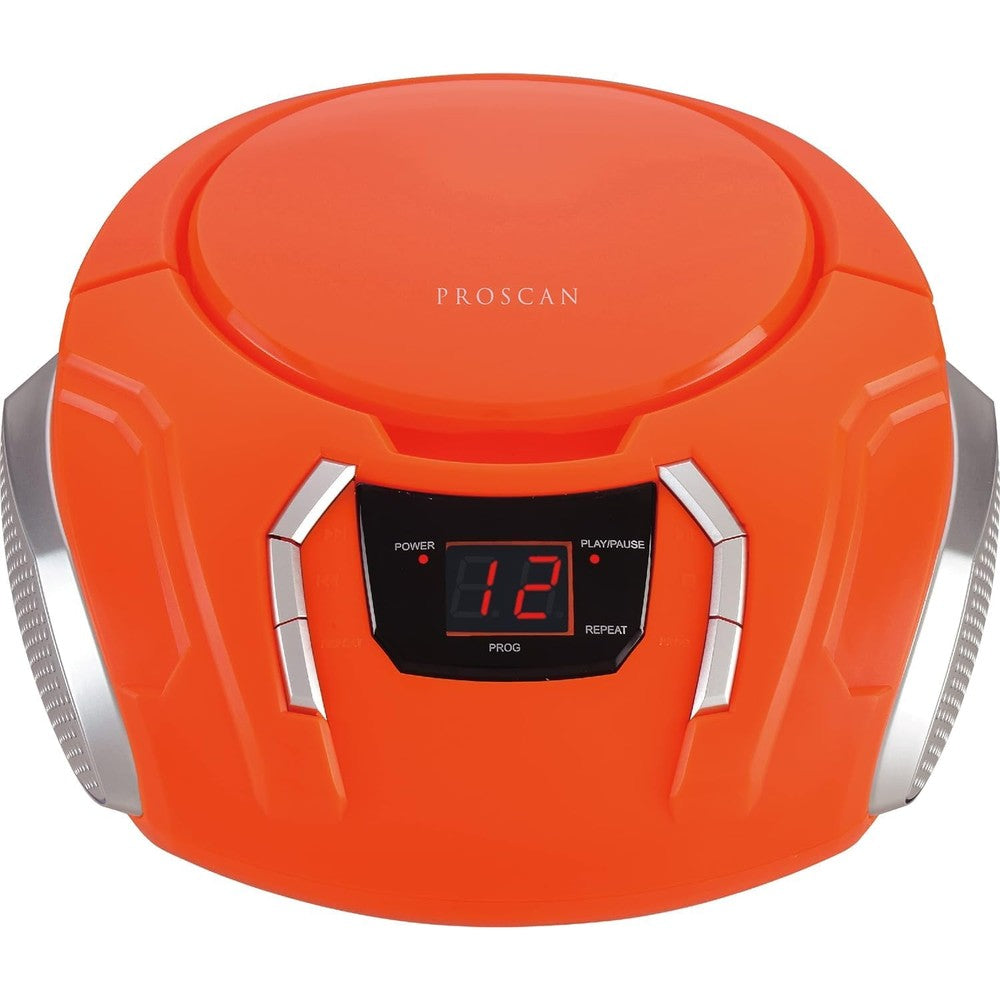 Proscan Elite orange portable CD player boombox front view