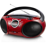 Singing Wood portable CD player boombox in Firemist Red front view