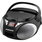 Magnavox MD6924 portable CD boombox front view in black finish