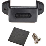 HYSHIKRA universal ham radio hanger holder mount front view showing the compact black polycarbonate clip bracket.