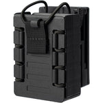 TACNEX compact polymer radio holster front view showing black heavy duty tactical frame