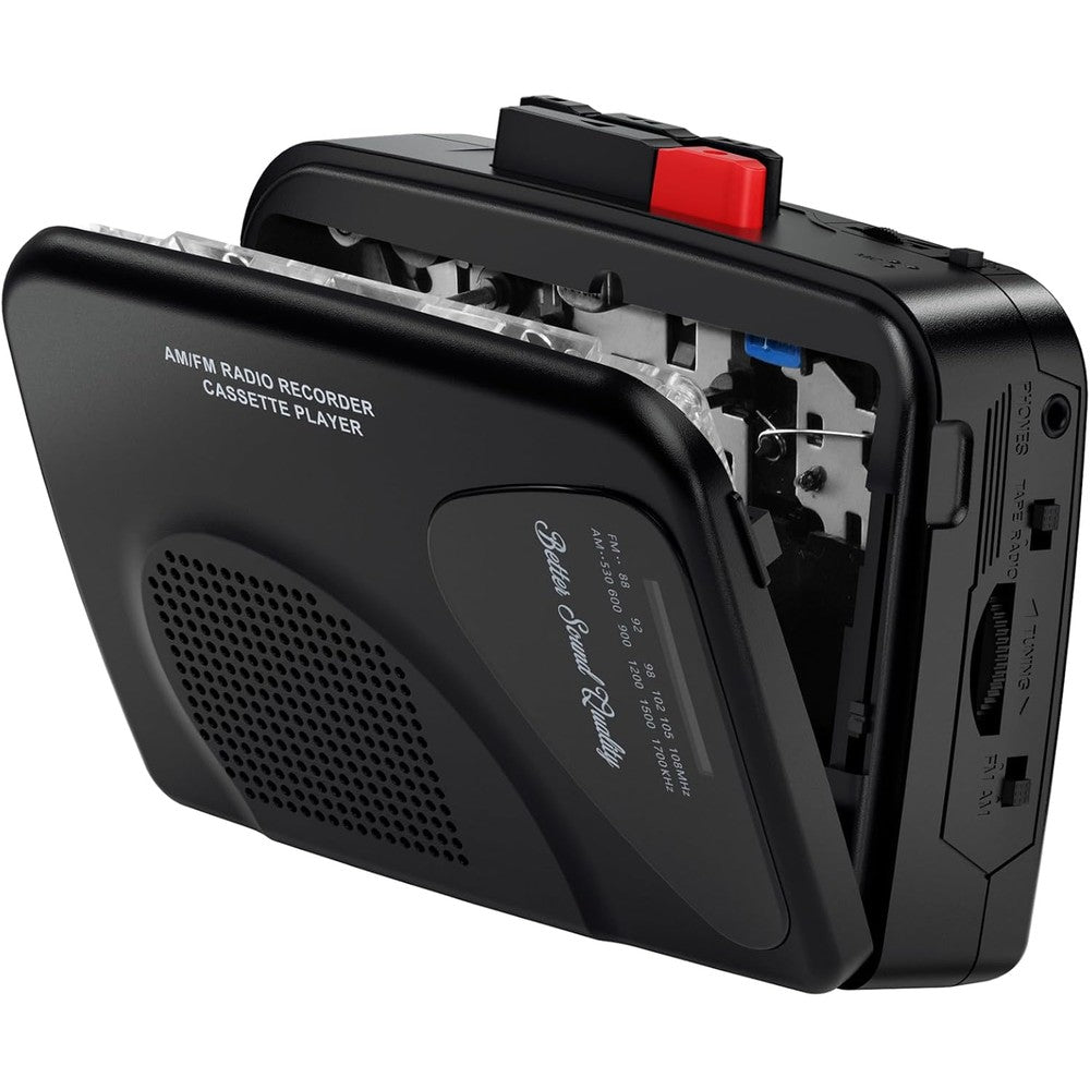 Mersoco portable cassette player and recorder front view in black color