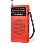 Goodes portable AM FM transistor radio in red front view