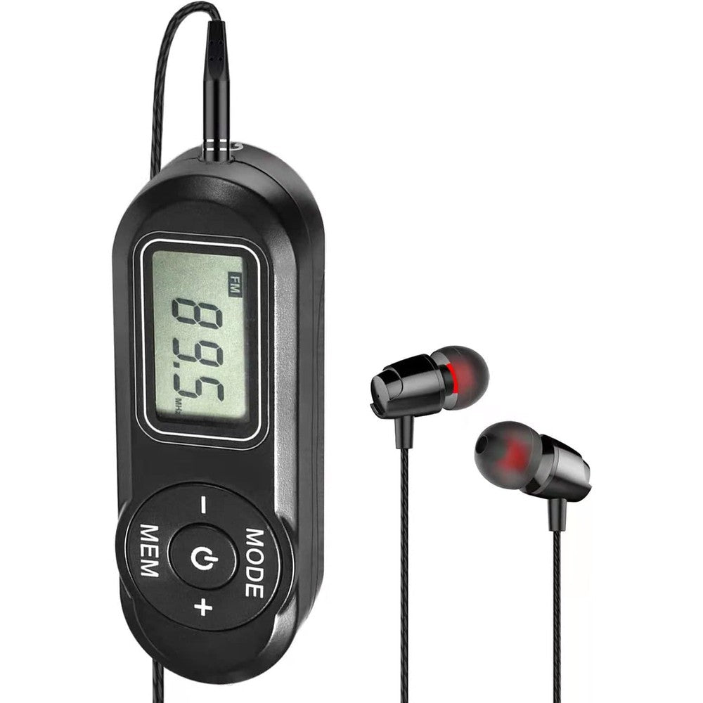SWDSTP personal portable FM radio with LCD display and belt clip
