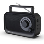 Yewrich portable AM FM radio front view with black finish