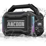 Ancoon 80W peak wireless Bluetooth speaker front view with LED lights