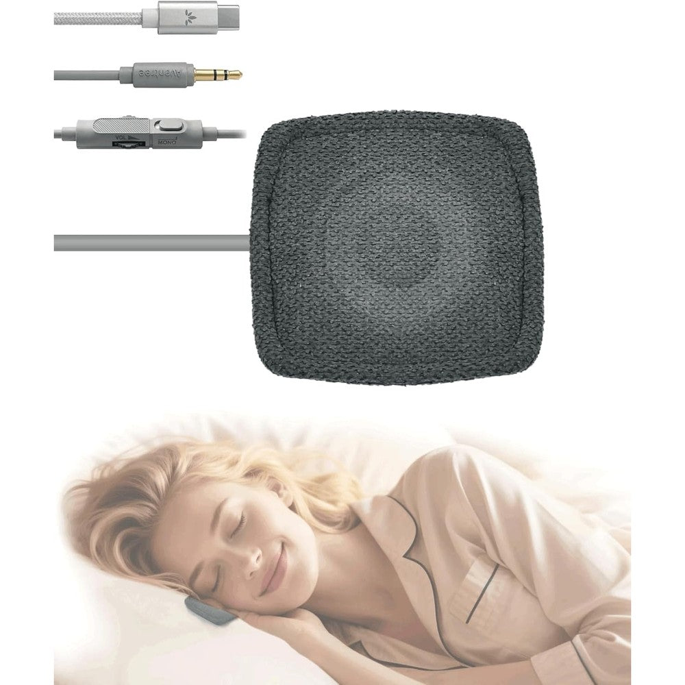 Avantree Slumber Mini ultra thin wired pillow speaker front view for comfortable sleeping audio.