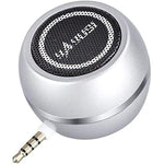 Milcraft mini speaker silver front view showing spherical acoustic grill