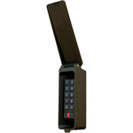 TwoUP Tech Keypad Enclosure front view showing jet black weather resistant outdoor housing.