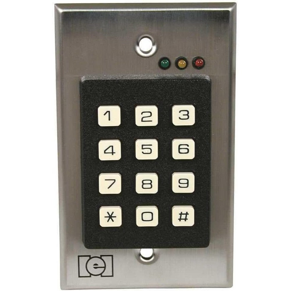 IEI 212i indoor flush mount keypad front view showing stainless steel faceplate and backlit keys