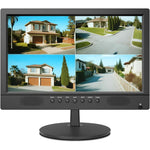 Jexiop 16 inch security monitor front view showing split screen residential camera feeds