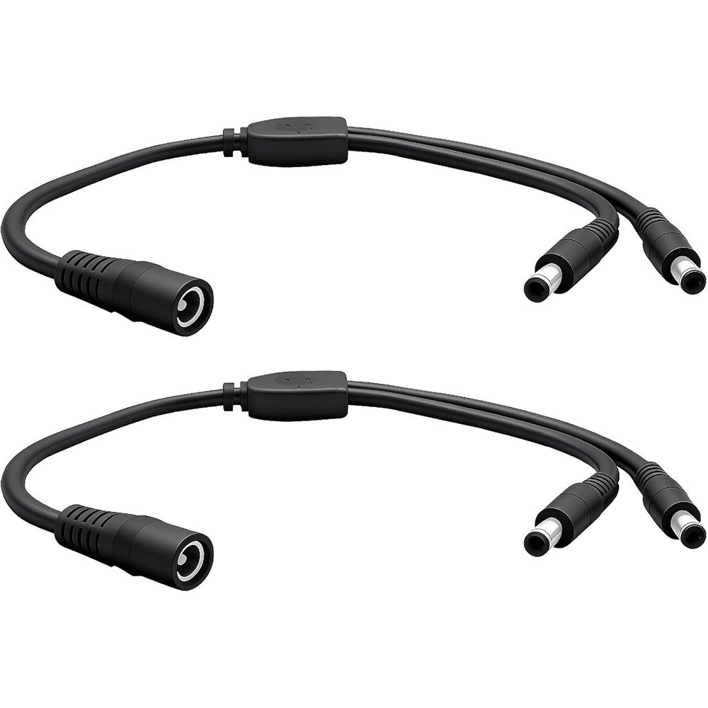 IMIYORE 12V DC power splitter cable pack front view showing 1 female to 2 male configuration plugs.