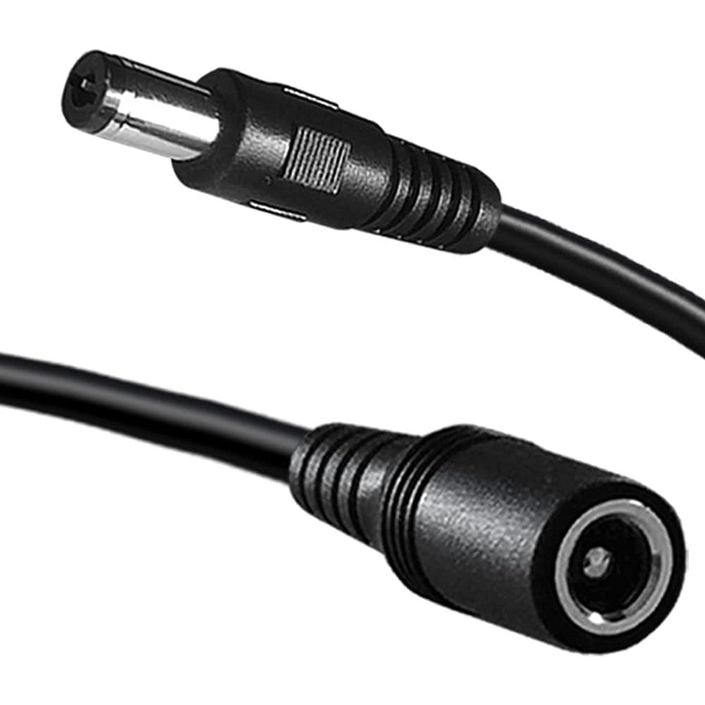 Siocen DC power extension cable front view showing male and female barrel connectors.