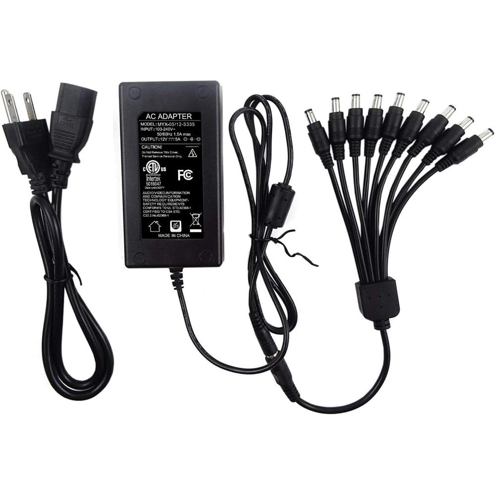 Tigersecu security camera power adapter front view with main transformer unit