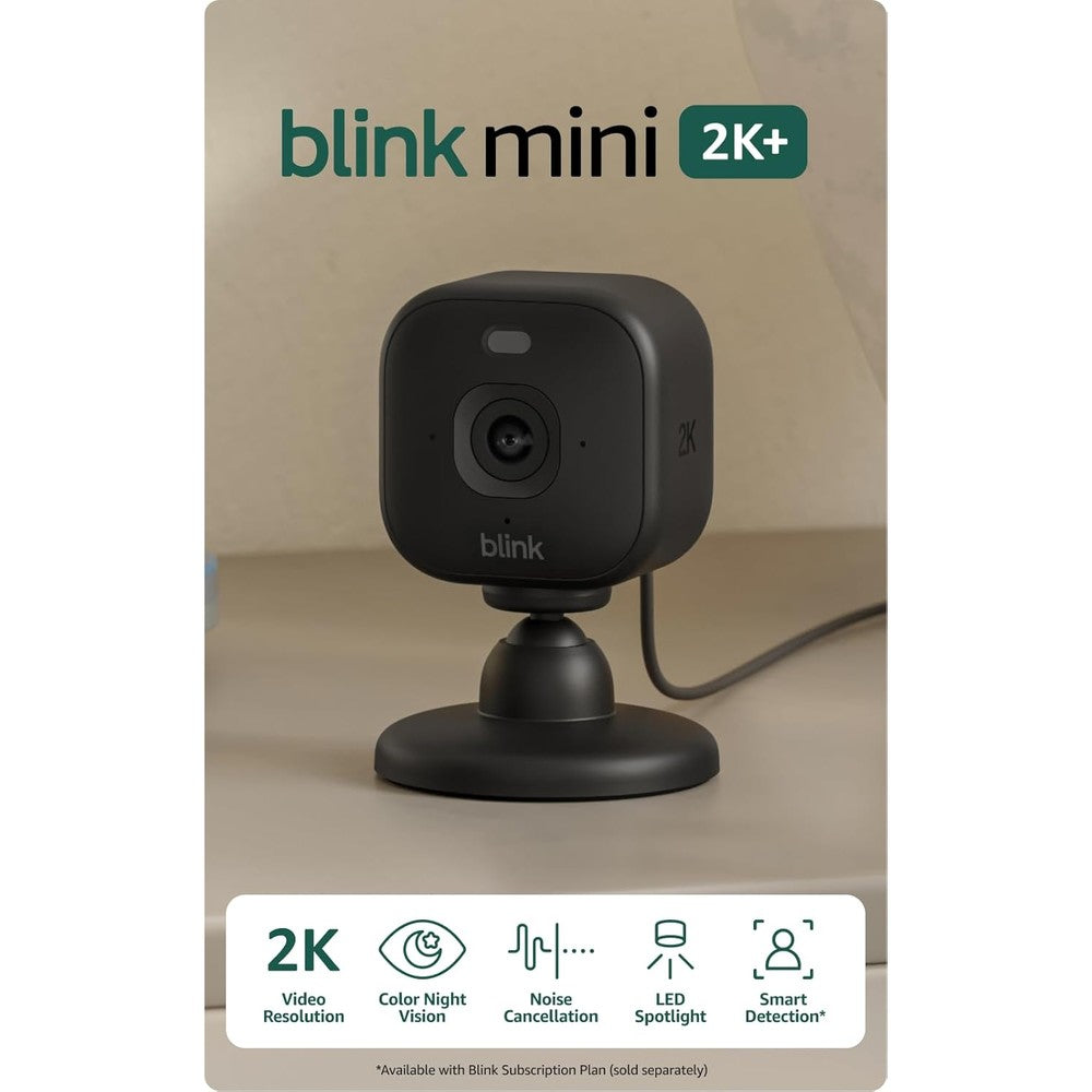 Blink Mini 2K+ home security camera front view in black