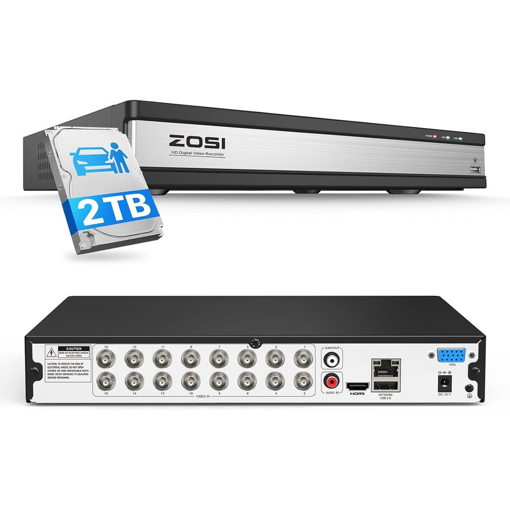 ZOSI 16 channel hybrid surveillance DVR front view home security system