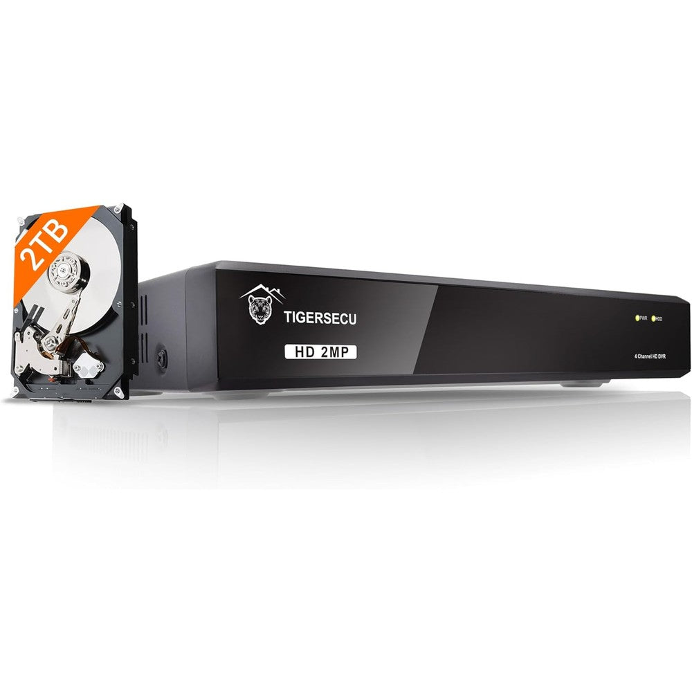 TIGERSECU 4 Channel 1080P DVR Security Recorder front view showing status indicator lights
