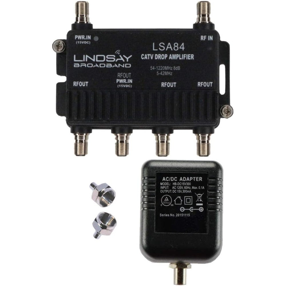 Reliable Cable Products 4-Port Digital Signal Amplifier front view showing coaxial connection ports.