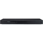 LG UBK90 4K Blu-ray player premium front view showcasing sleek black finish and control panel