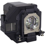 RSAV replacement projector lamp front view showing the 210W bulb module inside the black plastic housing.