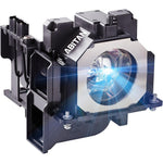 ABITAN replacement projector lamp with housing front view showing the protective module casing and electrical connectors.