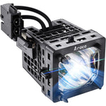 Araca XL-5200 replacement projector television lamp module front view showcasing the pre-installed bulb and black casing assembly