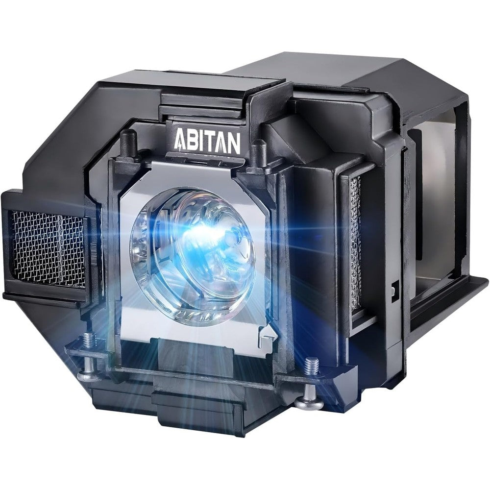 Abitan replacement projector lamp module front view showing the pre-installed bulb inside the black plastic housing structure.