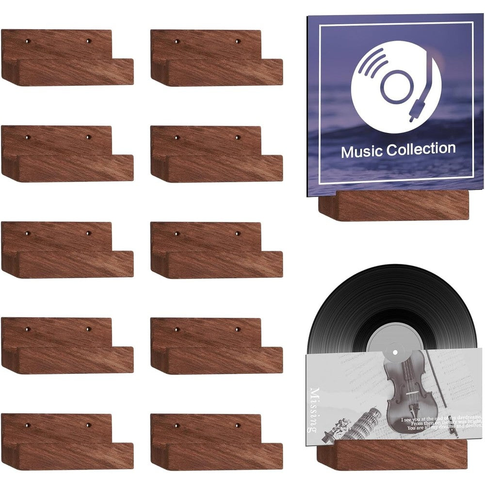 Clothmile wooden vinyl record holder front view wall display set