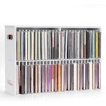 Sanfurney 52 Slots CD Storage Holder front view showcasing standard jewel cases organized neatly in individual slots.