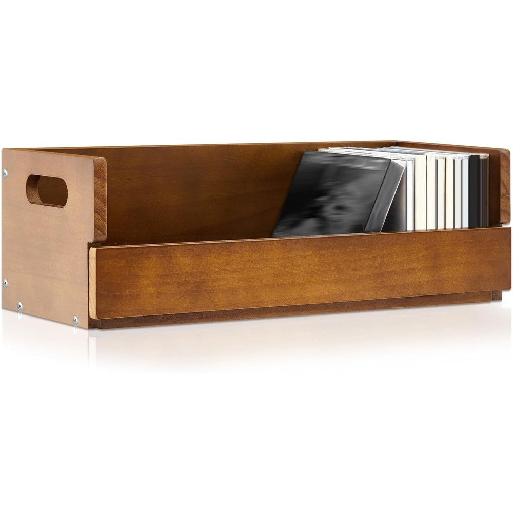 CroBlissful Wooden CD Storage Box front view vintage media organizer shelf