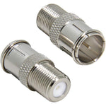 RFAdapter Coax Quick Connect front view showing the premium nickel-plated brass finish.