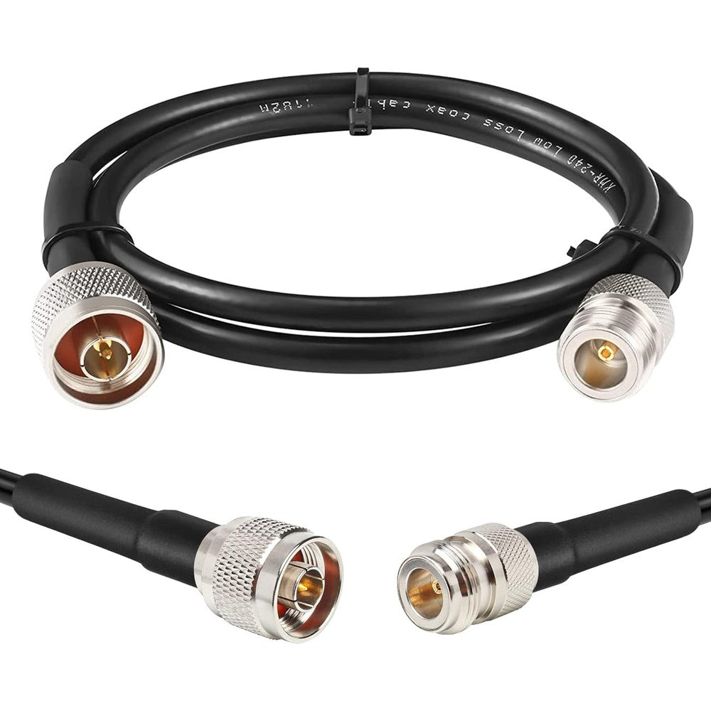 XRDS-RF N male to N female coaxial cable front view low loss jumper for signal boosters