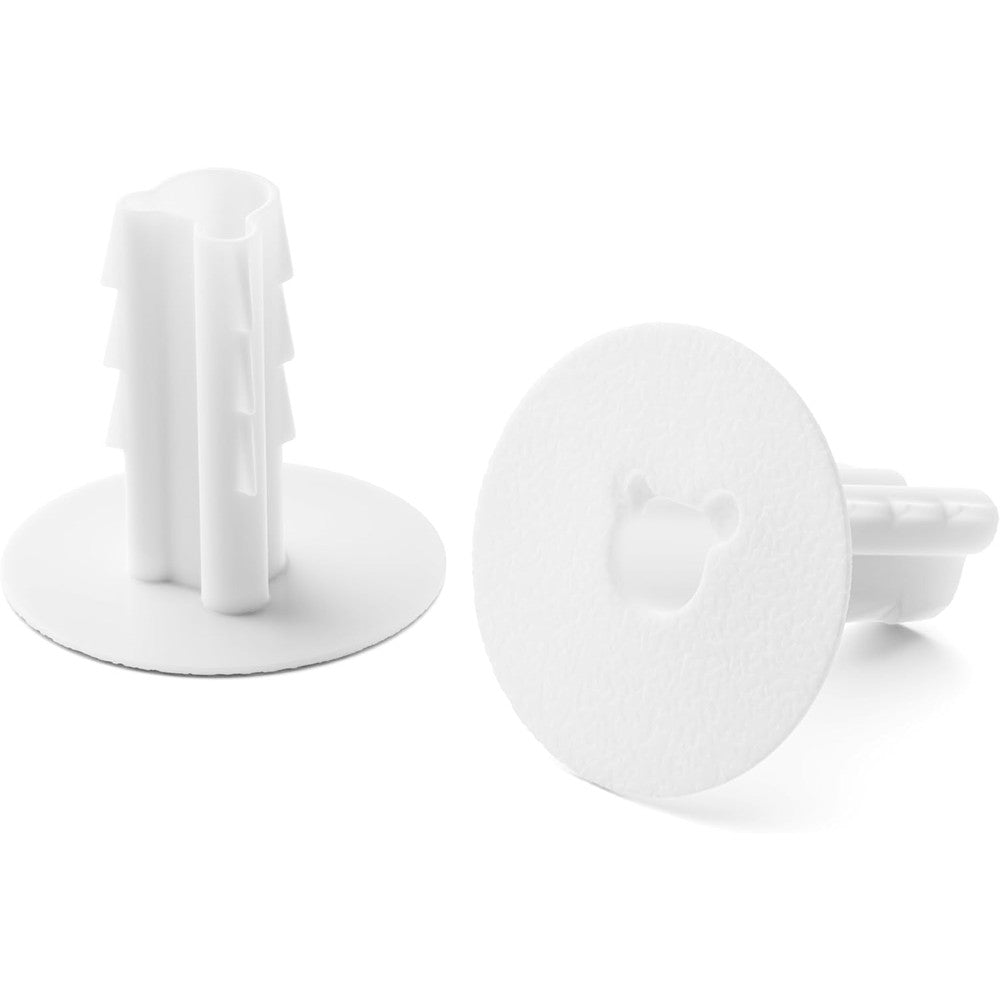 The Cimple Co Single Feed Through Bushing in white front view showing the flat flange for neat cable management.