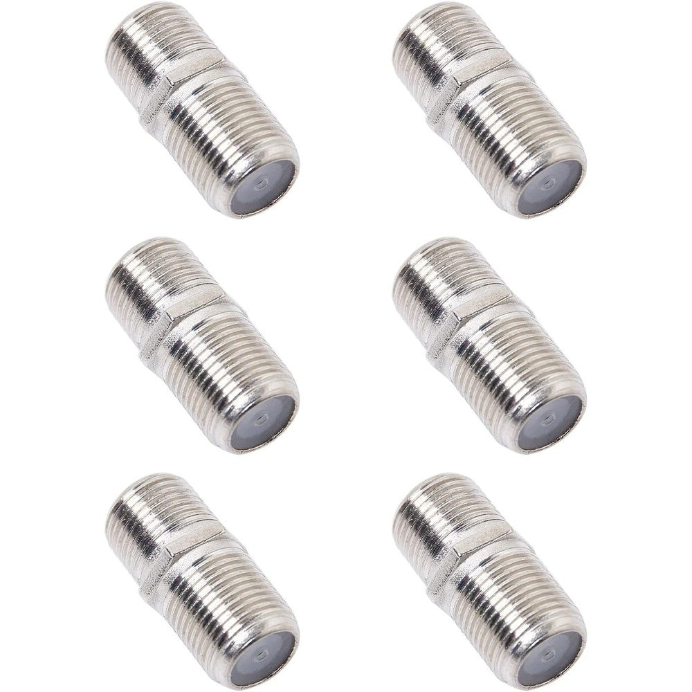 QDiShi coaxial cable connector front view showing the silver-plated female-to-female barrel design.