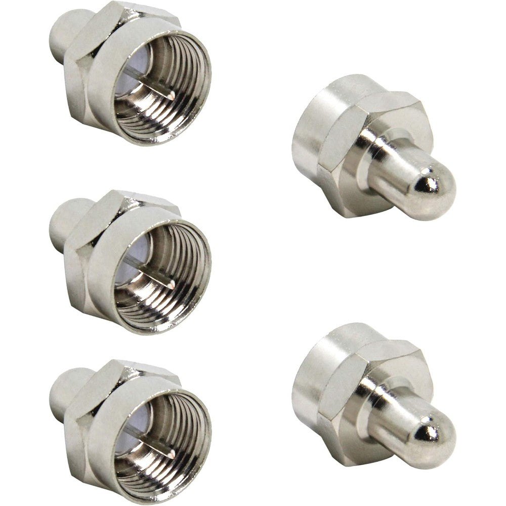RFAdapter F type 75 Ohm coax cable caps in a five pack arrangement