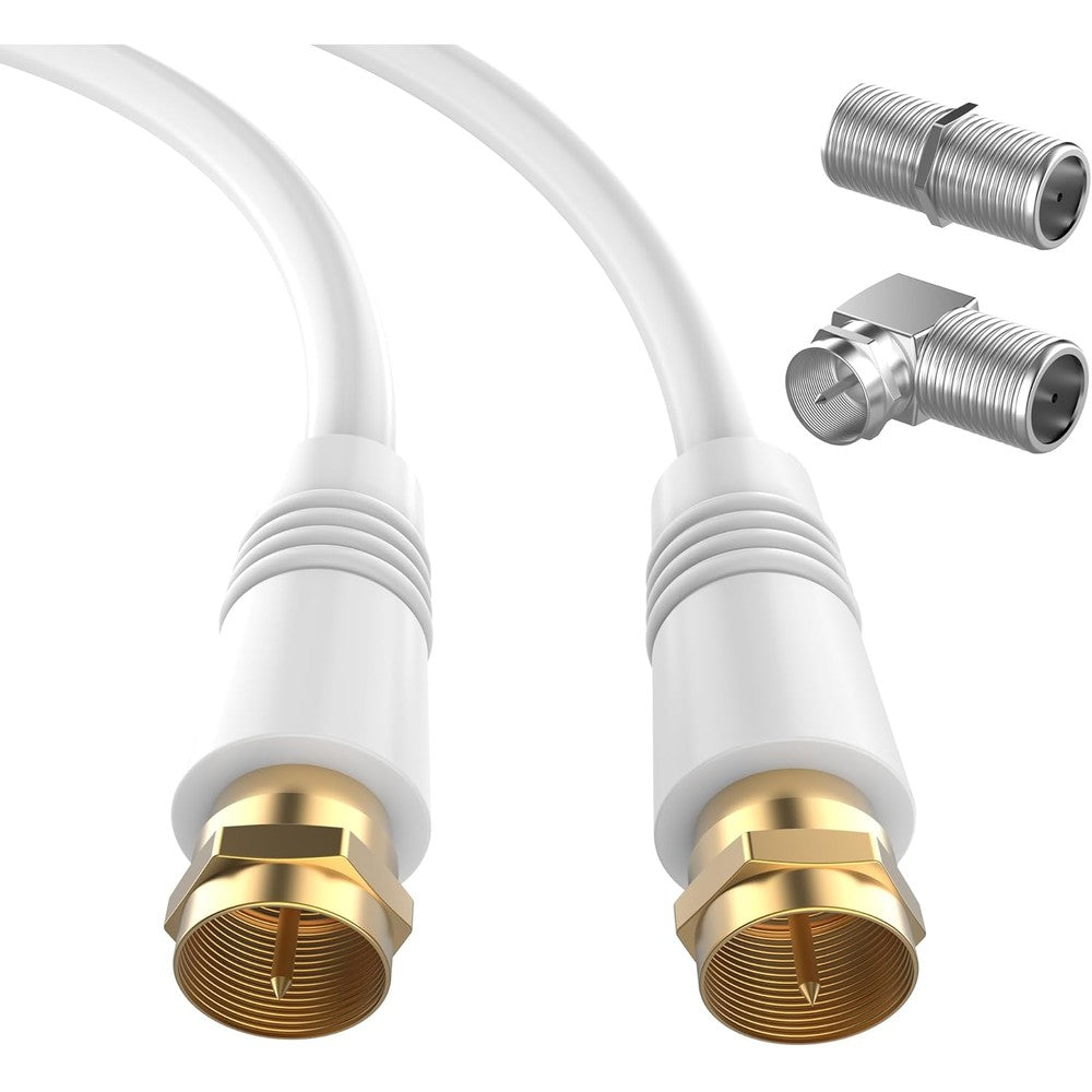 Ecjtu 40 feet RG6 coaxial cable front view with gold plated connectors.